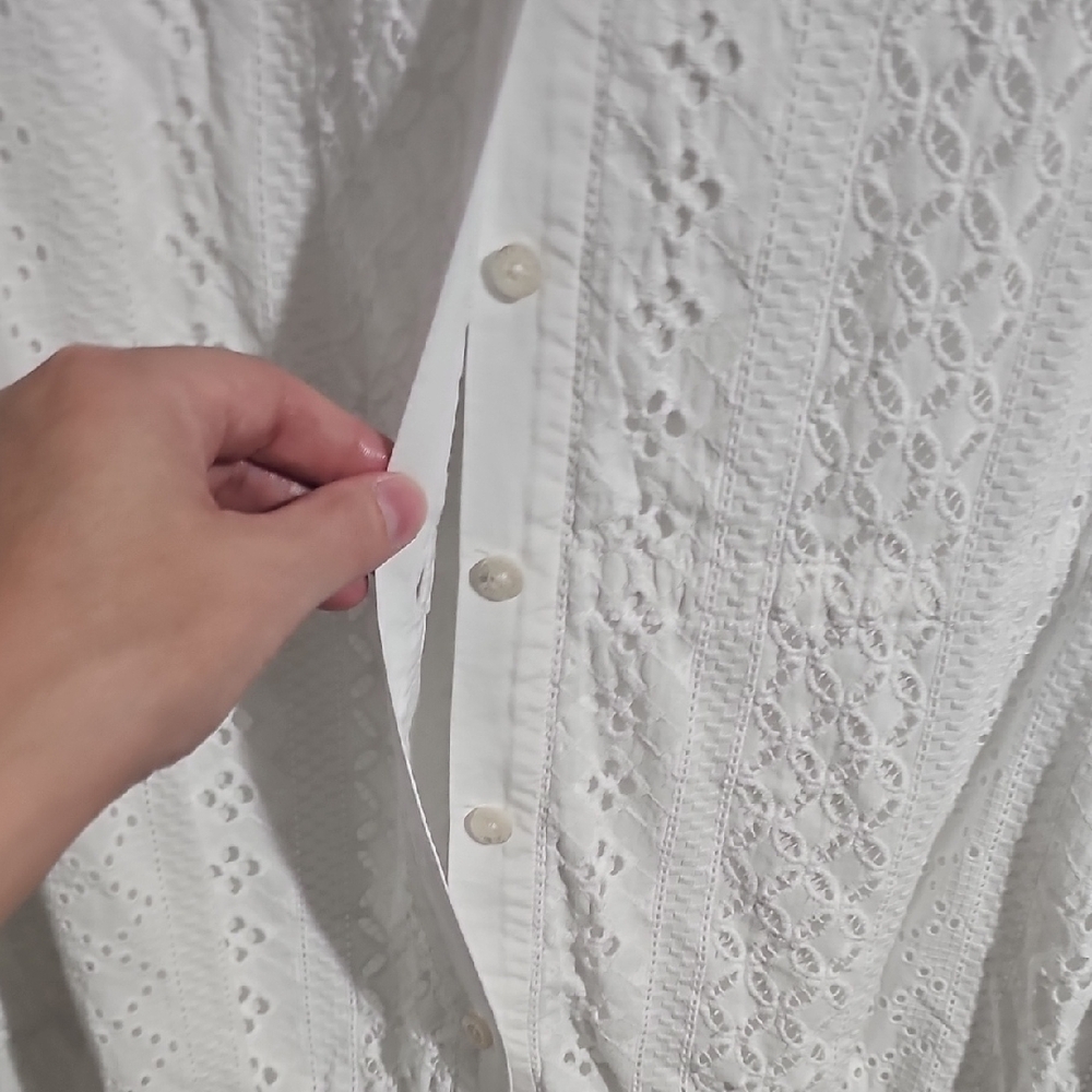 Thakoon White Eyelet Button-Down Shirt Dress - Picture 8 of 9